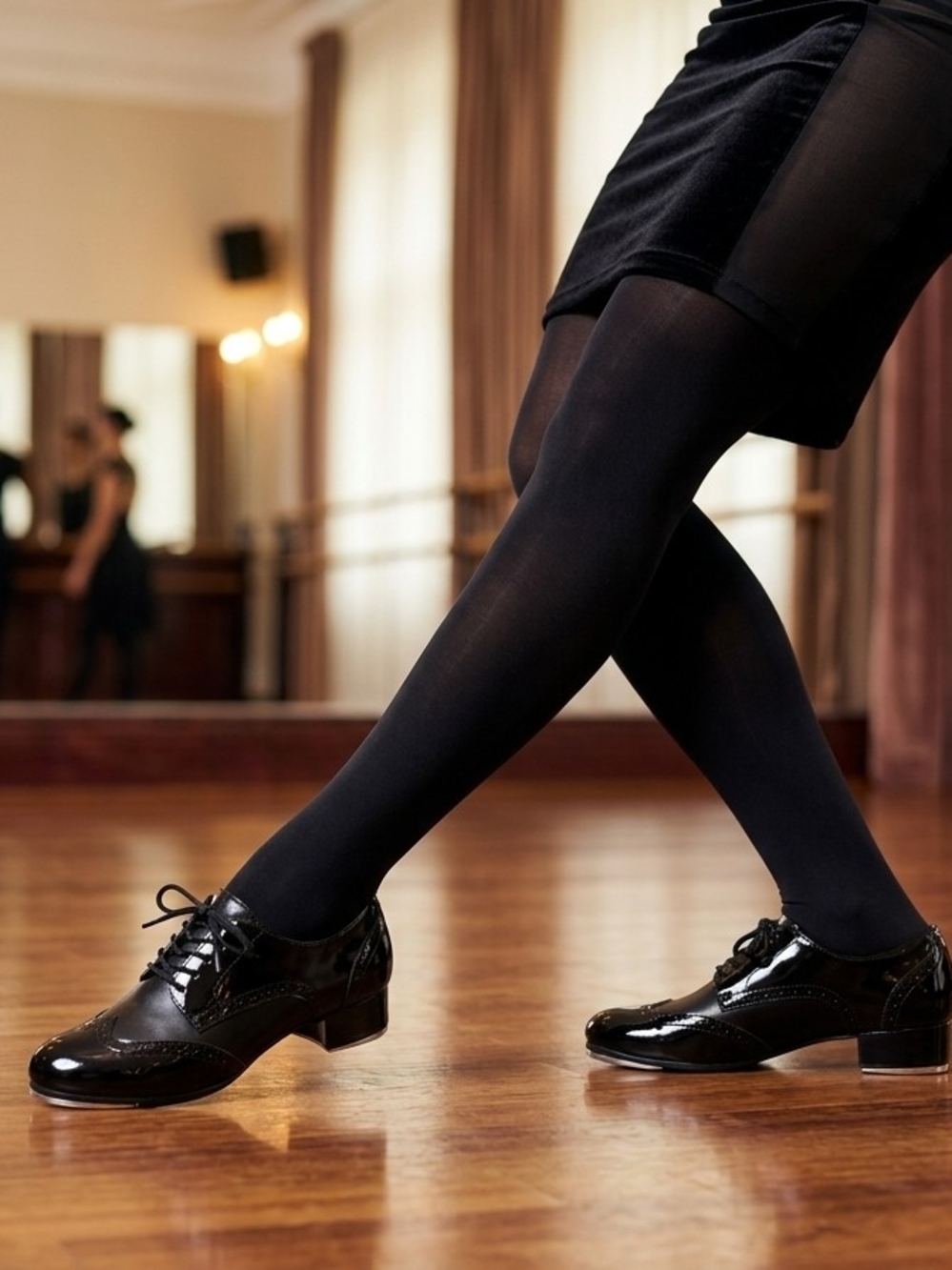 Black Patent Leather Oxford Dance Shoes #164